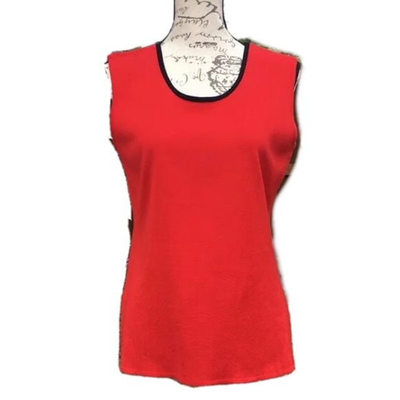 Misook sleeveless knit top red black small